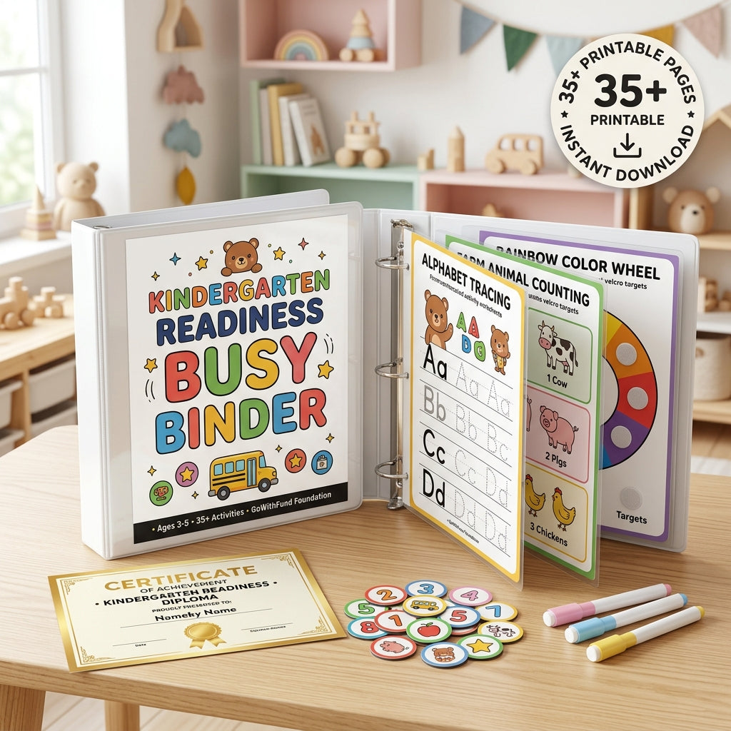 The "Kindergarten Readiness" Busy Toddler Learning Binder Kit (Printable Activity Bundle, Ages 2-5)
