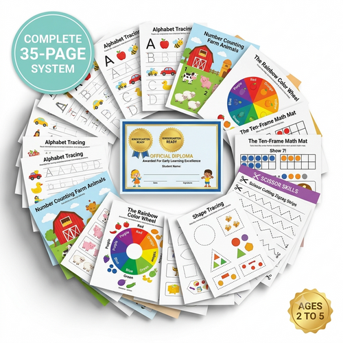 Kindergarten readiness busy toddler learning binder printable activity bundle for preschool homeschool prep by GoWithFund