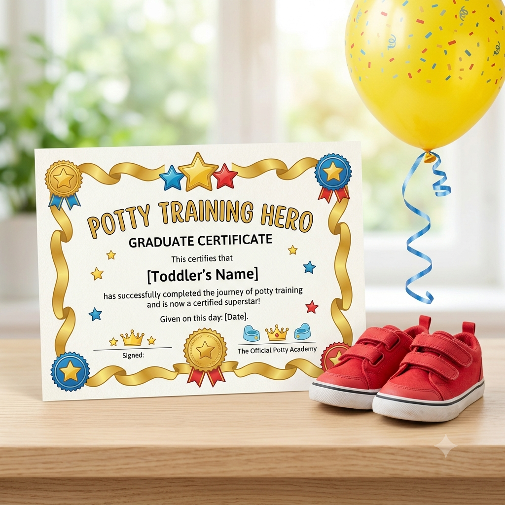 Printable potty training graduation certificate diploma for toddlers and preschoolers